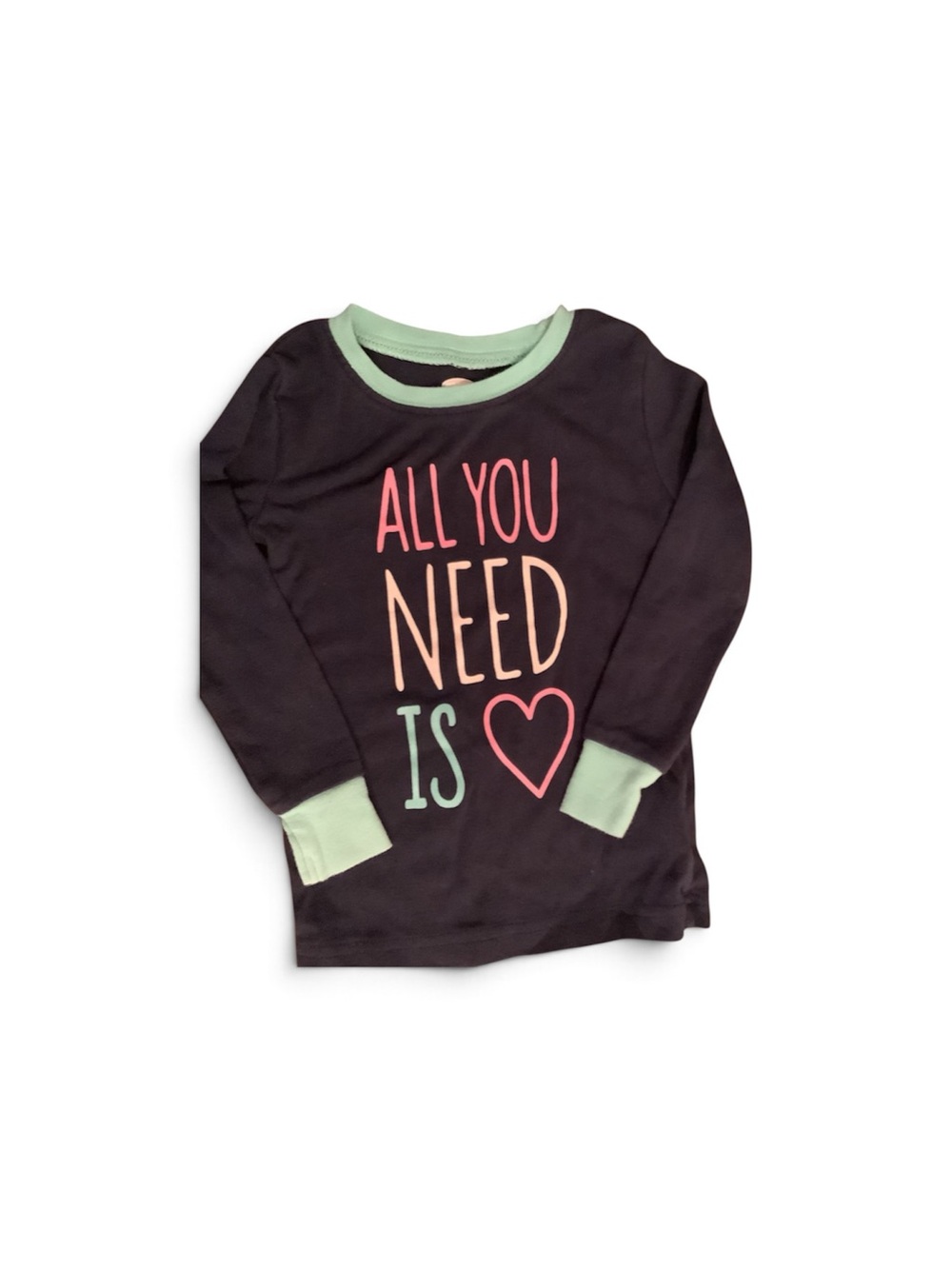 Old Navy Blue Long-Sleeve Graphic Tee with Mint Trim
